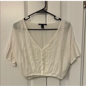 Forever 21 Ivory Buttoned Crop Top